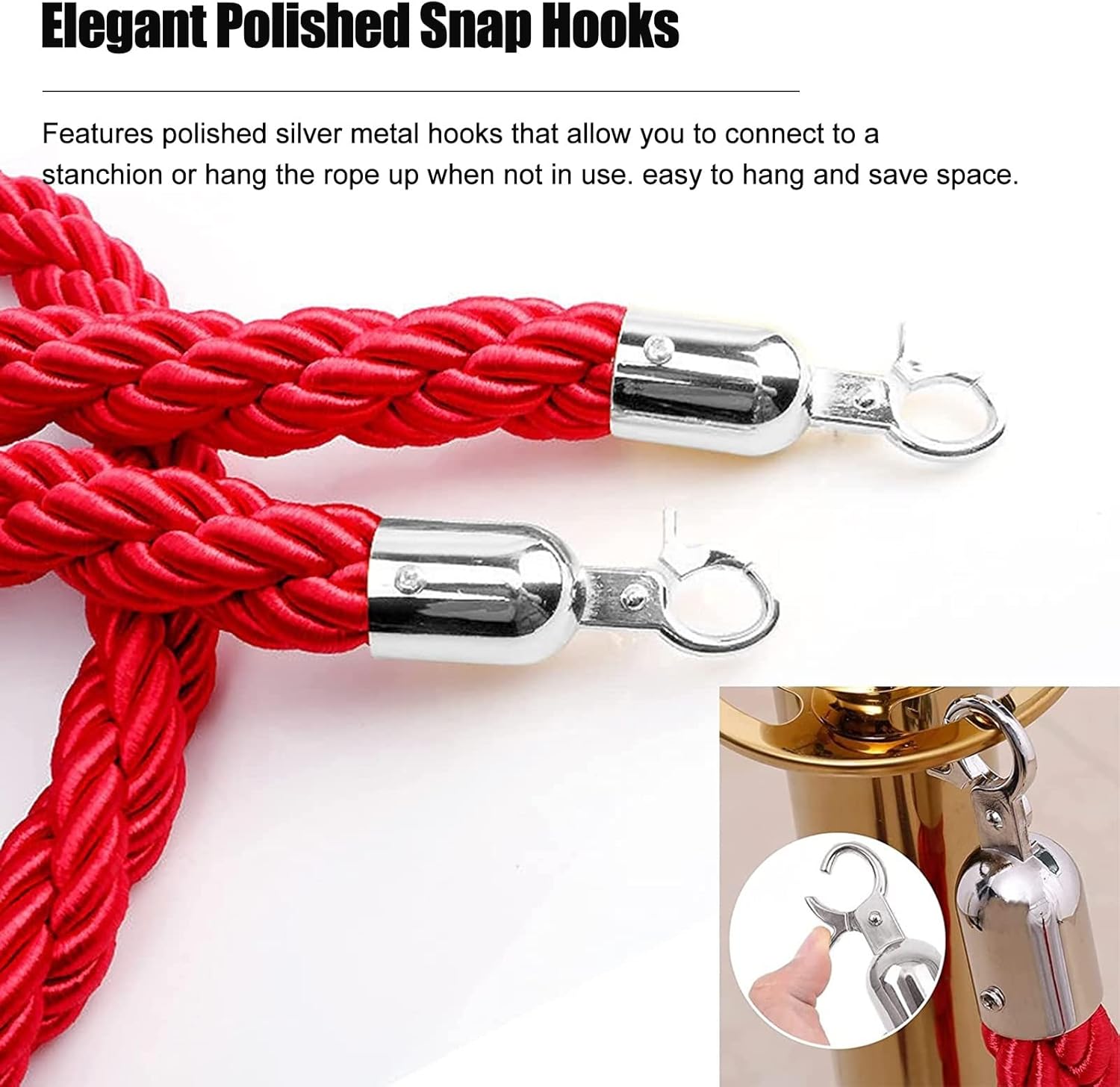 バリアロープ， 厚さ3cmのスタンションロープ麻編み、キュー